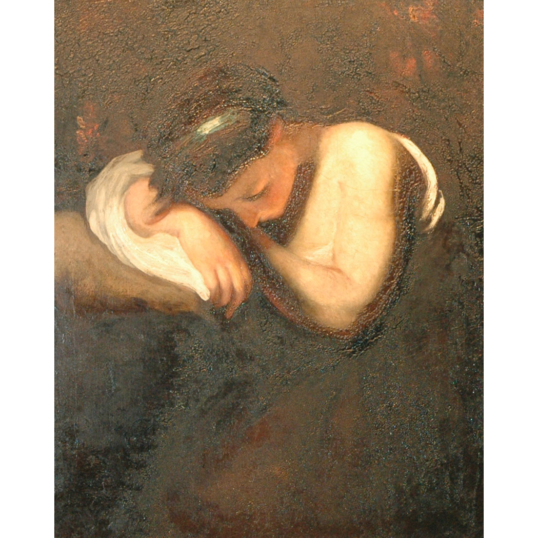 Appraisal: School of Sir Joshua Reynolds Sleeping Girl Oil on canvas