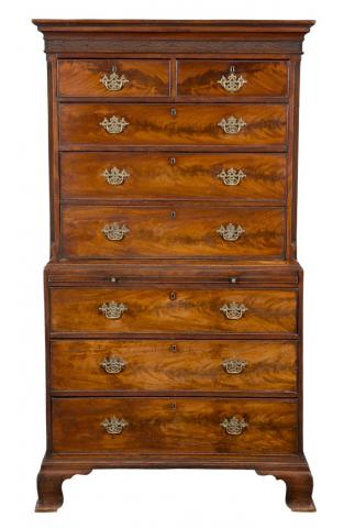 Appraisal: George III Mahogany Chest on Chest In two parts the