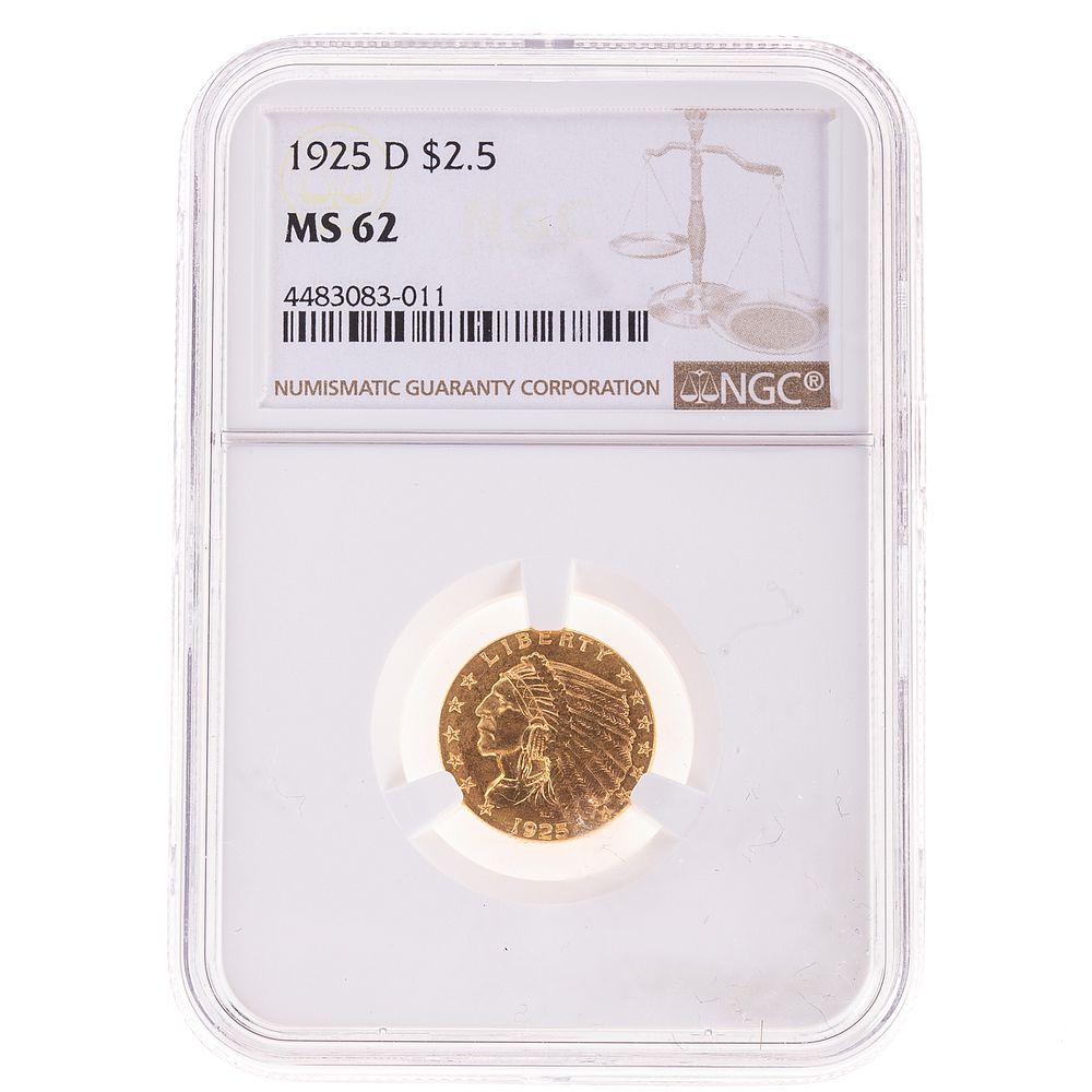 Appraisal: -D Gold Indian Quarter Eagle NGC MS Nice Luster