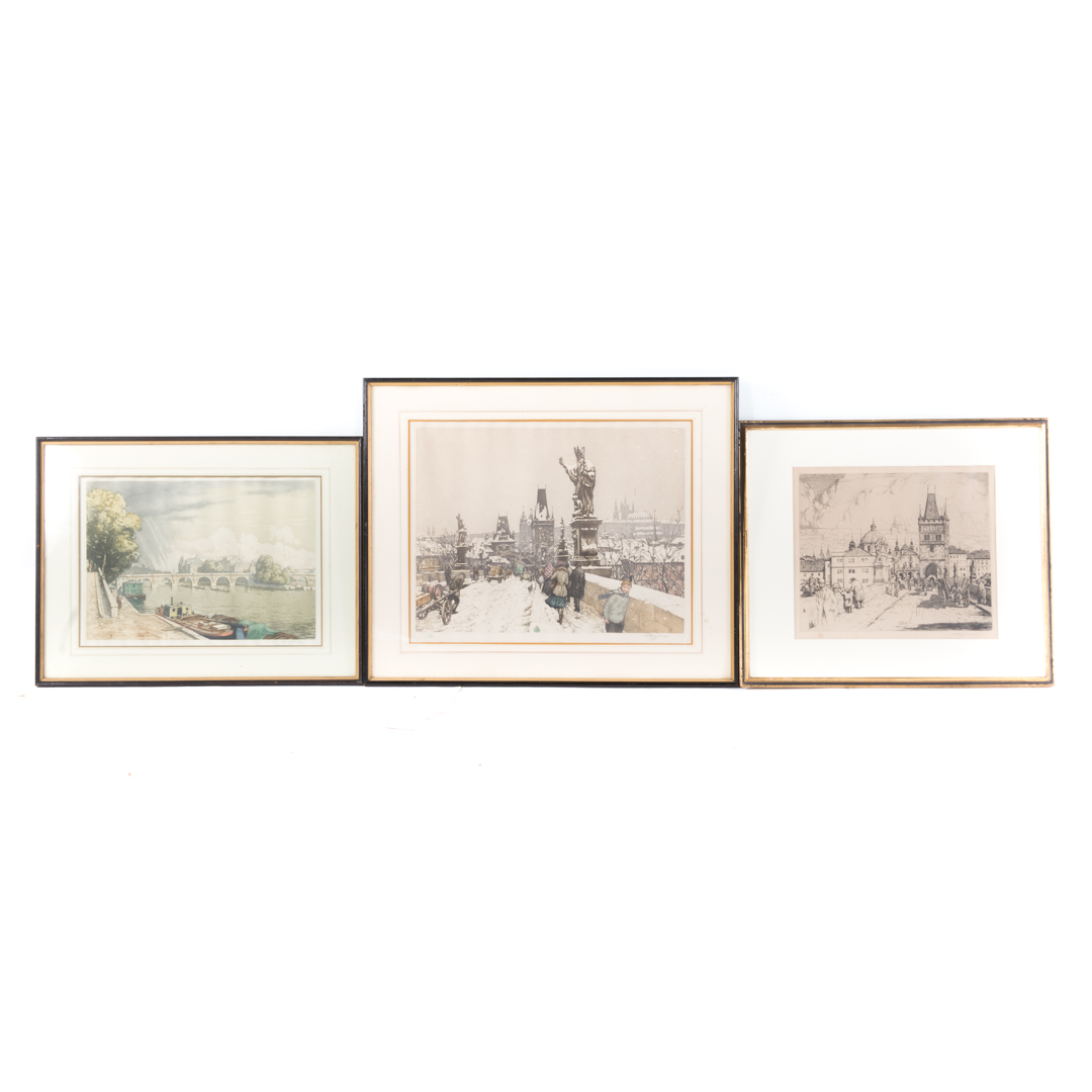 Appraisal: T Frantisek Simon Three City Views etchings Tavik Frantisek Simon