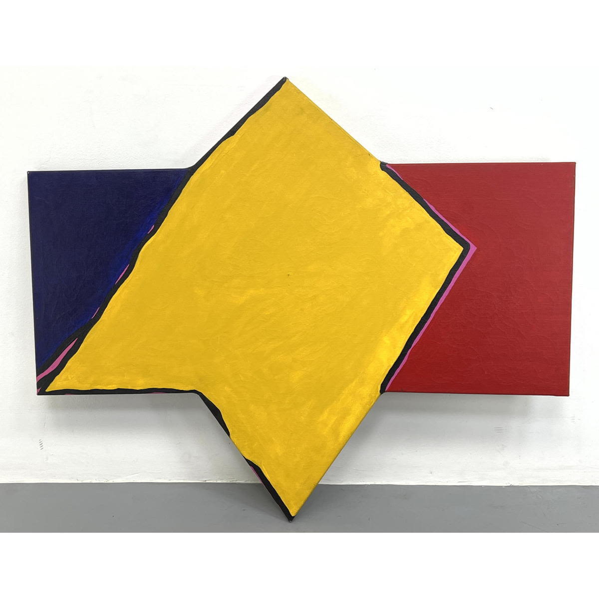 Appraisal: SHEILA ELIAS Primary Color Abstract Painting Modernist Shaped Canvas Slanted