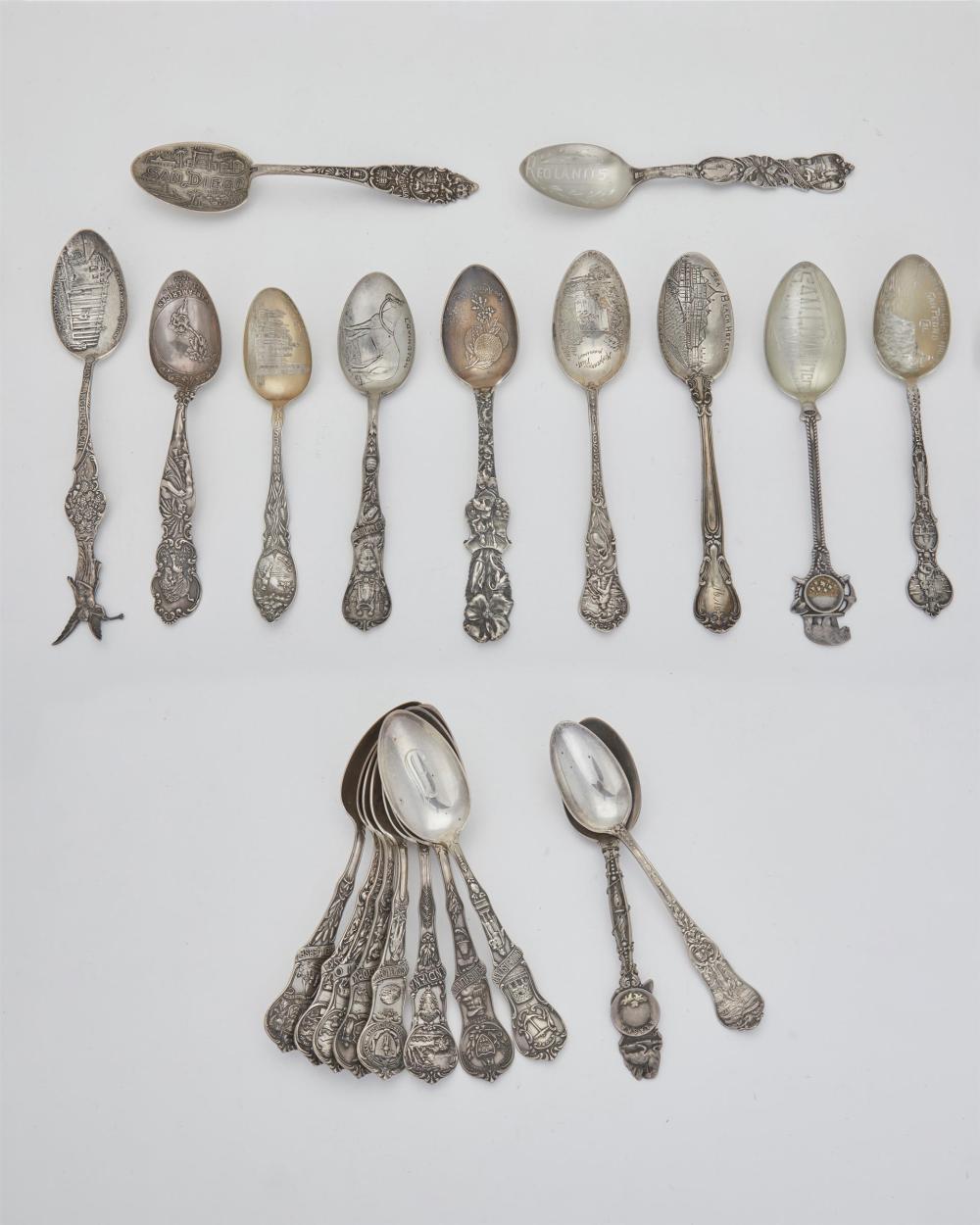 Appraisal: A group of sterling silver Americana souvenir spoons Late th