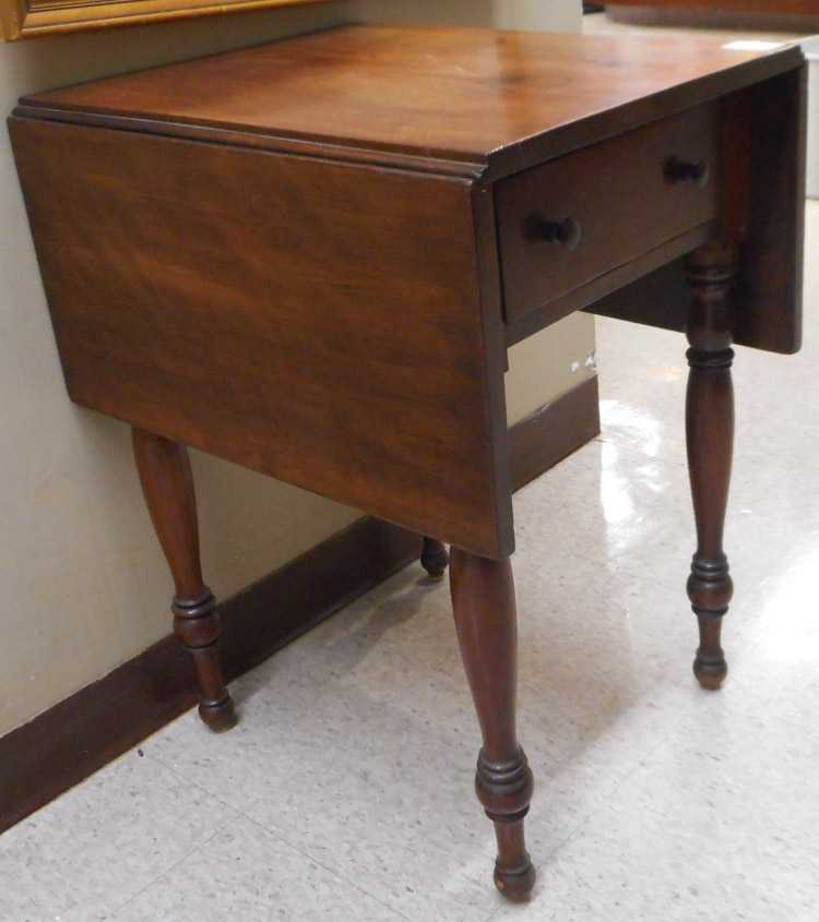 Appraisal: DROP-LEAF MAHOGANY WORK TABLE American th century having a rectangular