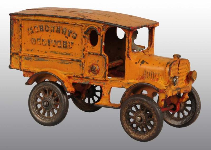 Appraisal: Cast Iron Merchants Delivery Truck Toy Description American Embossed Merchants