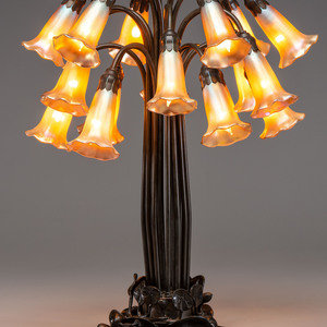 Appraisal: Art Nouveau Style Early th Century Eighteen-Light Tulip Lamp patinated