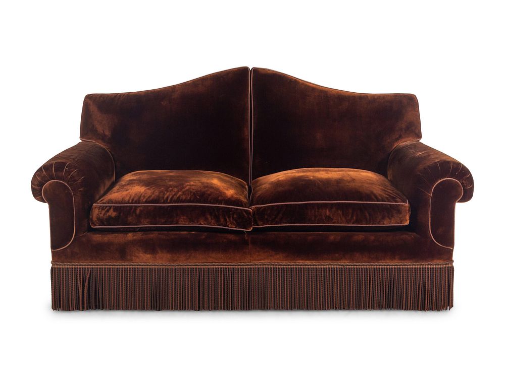 Appraisal: A Custom Two-Seat Sofa with Silk Velvet Upholstery A Custom