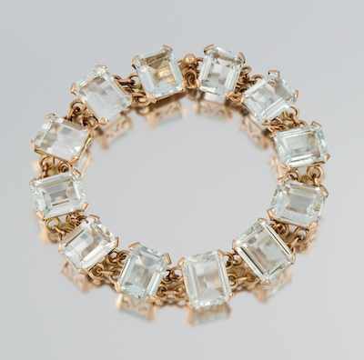 Appraisal: A Retro Style Aquamarine and Rose Gold Bracelet Tested k