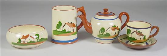 Appraisal: Dartmouth Pottery Torquay Includes high mug with house figure and