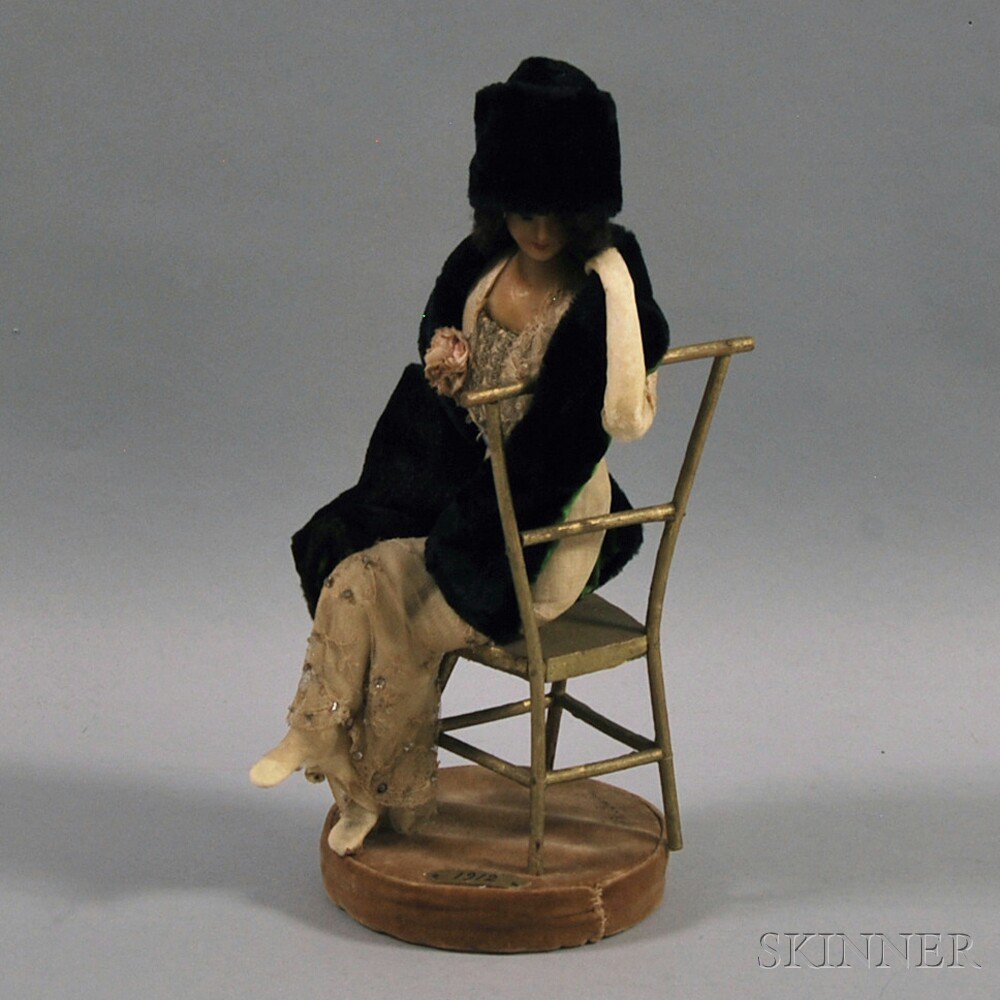 Appraisal: Lafitte-Desirat Seated Wax Fashion Doll France c the figure with