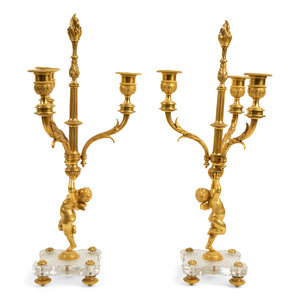 Appraisal: A Pair of Louis XVI Style Gilt Bronze and Cut