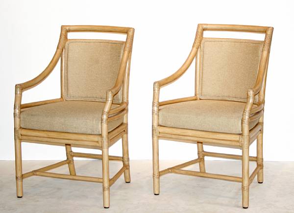 Appraisal: A pair of rattan 'Target' armchairs McGuire Furniture Company st