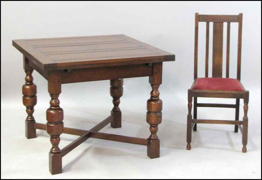 Appraisal: ENGLISH OAK DRAW LEAF TABLE Raised on ball form legs