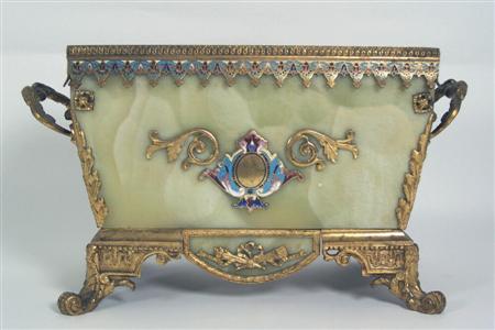 Appraisal: A late th century onyx gilt brass and champleve enamel