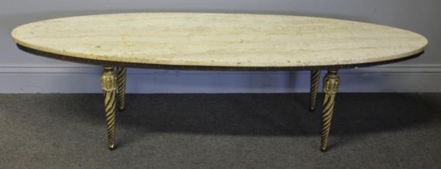 Appraisal: Neoclassical Style Marble Top Coffee Table Unique gilt metal neoclassical