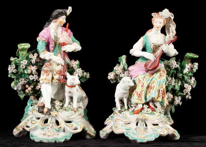 Appraisal: Pair of Derby Figural Groups th century unmarked the man