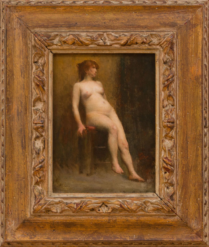 Appraisal: ATTRIBUTED TO JEAN-JACQUES HENNER - NUDE Oil on panel indistinctly