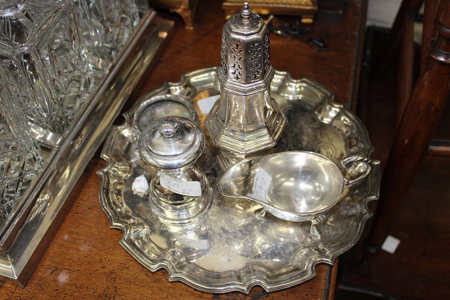 Appraisal: A SILVER PLATED OCTAGONAL SUGAR CASTER OF BALLUSTER FORM together