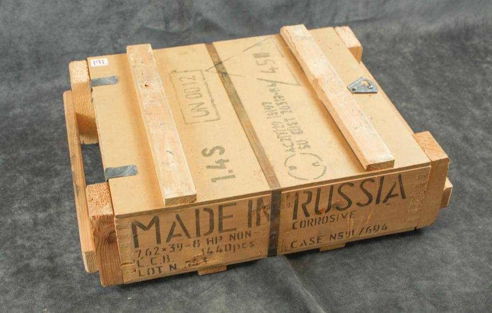 Appraisal: CASE OF ROUNDS OF RUSSIAN X MM AMMUNITION packed in