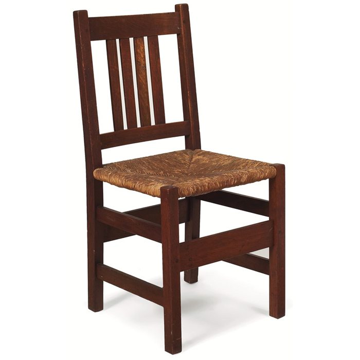 Appraisal: L JG Stickley side chair four vertical slats to back