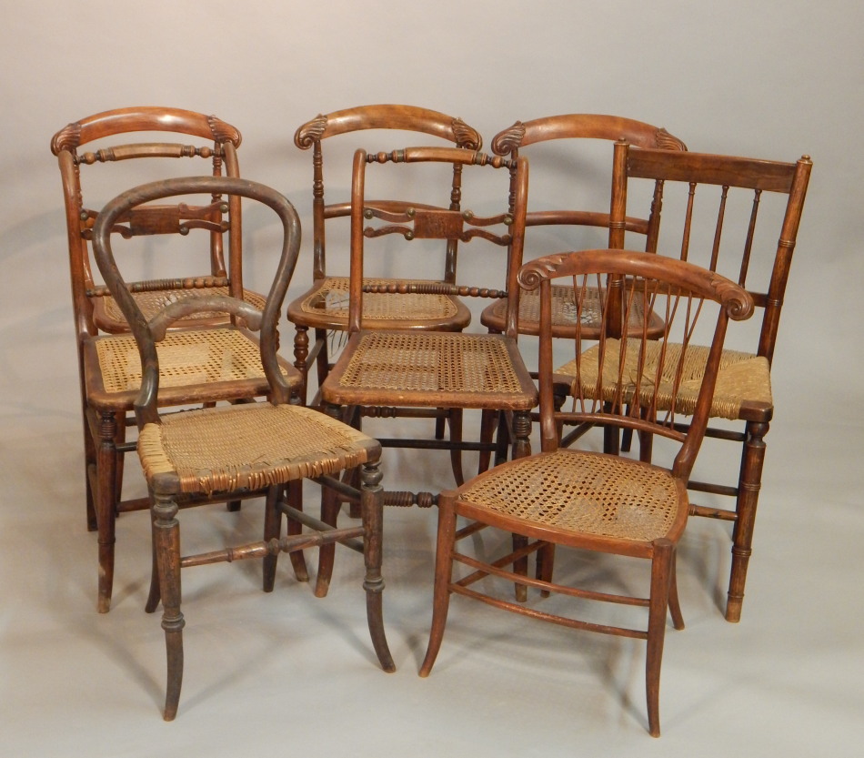 Appraisal: Various Victorian bedroom chairs each with a carved back on