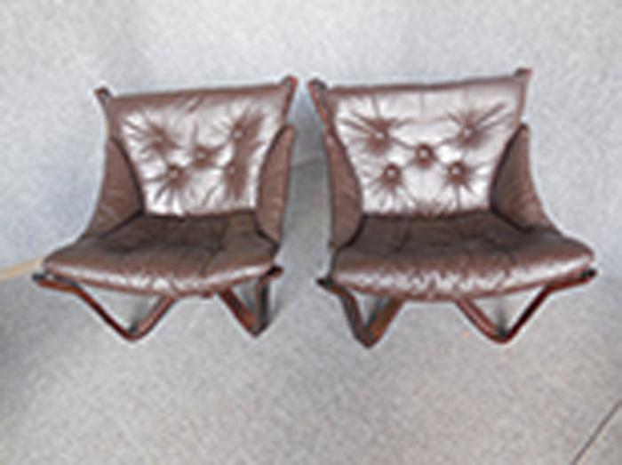 Appraisal: PAIR OF DANISH BROWN LEATHER ARMCHAIRS