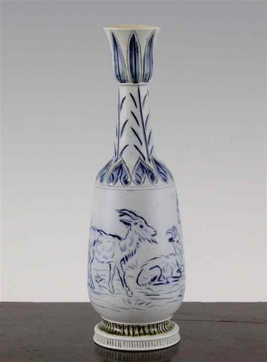 Appraisal: A Doulton Lambeth 'scratch blue' stoneware bottle vase by Hannah