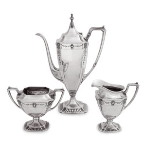 Appraisal: An American Three Piece Silver Tea Service Frank W Smith