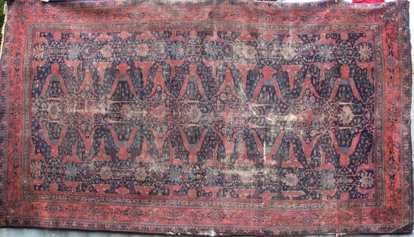 Appraisal: Antique Indian carpet ' x ' Wear throughout EST