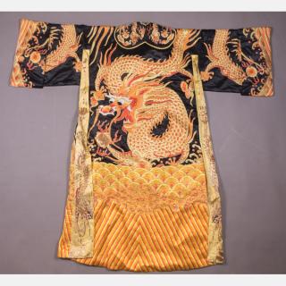 Appraisal: A Chinese Silk Embroidered Dragon Robe th Century Having elaborate