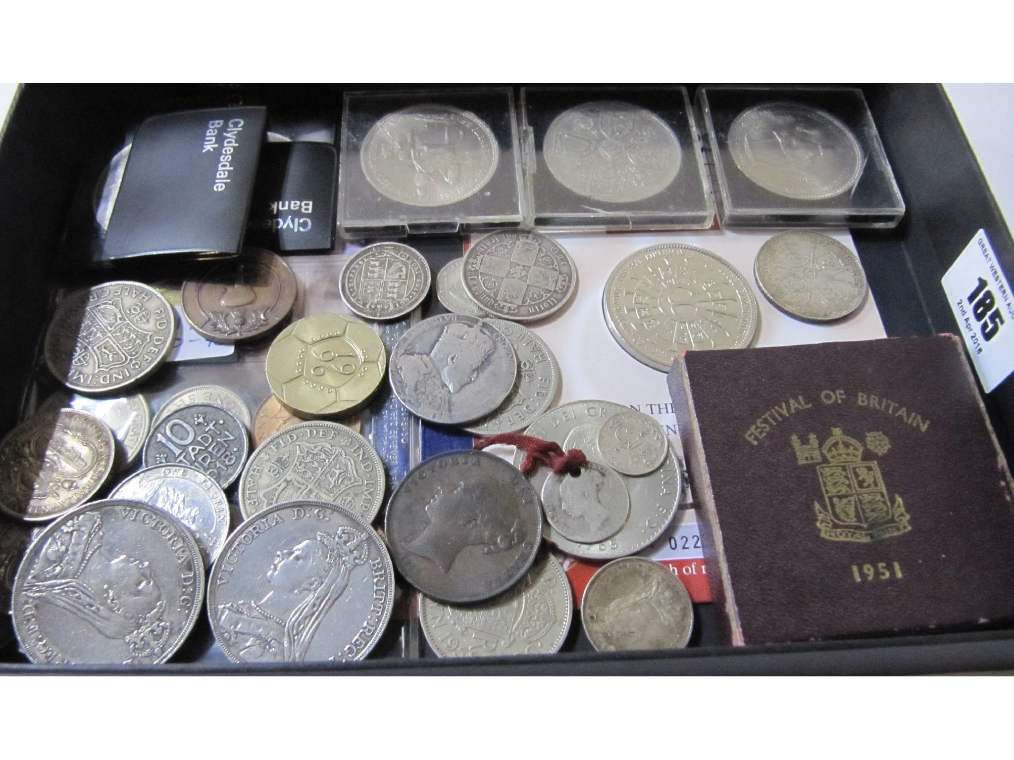 Appraisal: A mixed collection of coins to include two Victorian silver