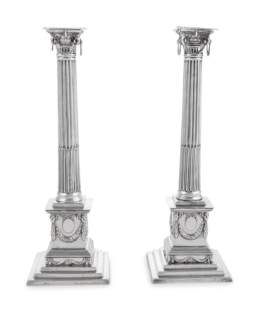 Appraisal: A Pair of George VI Silver Candlesticks A Pair of