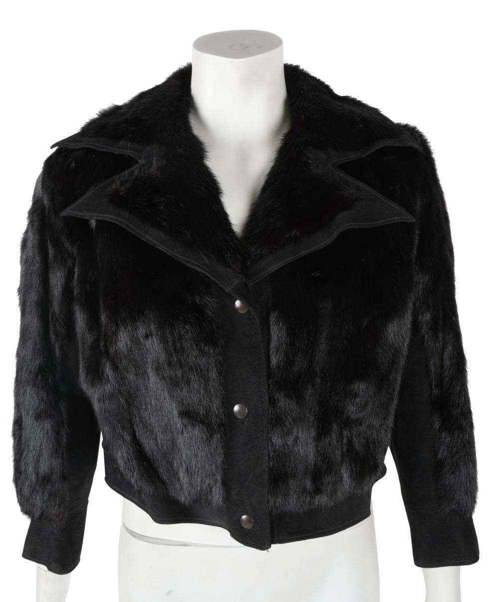 Appraisal: FUR JACKETsnap button enclosure no label inches wide shoulder to