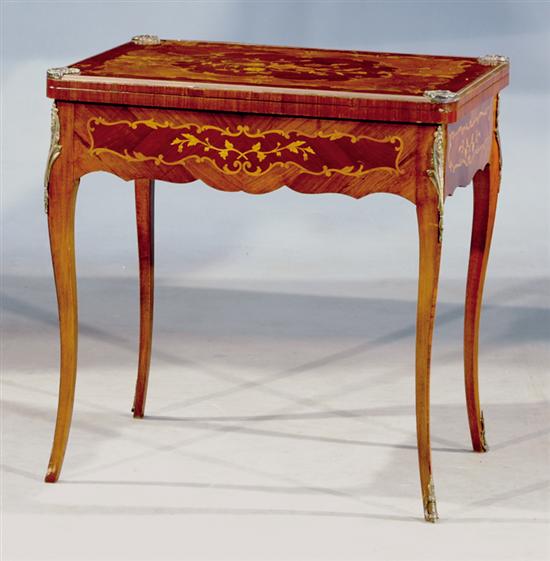 Appraisal: Louis XV style mixed wood and marquetry game table early