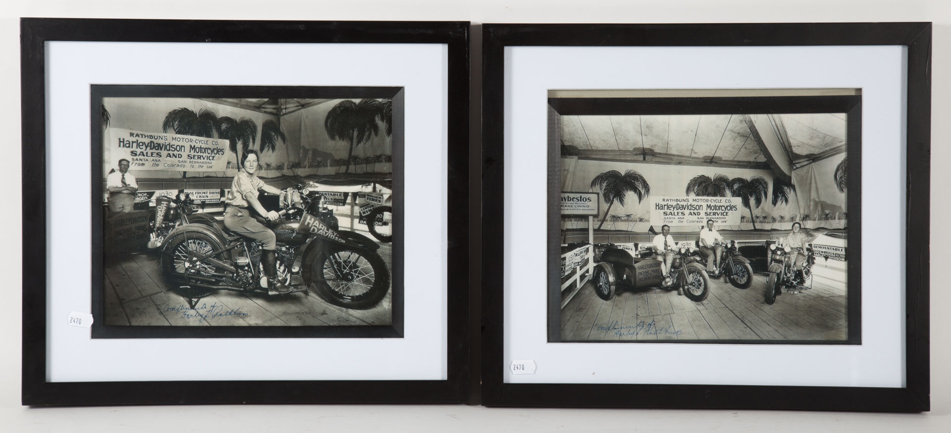 Appraisal: Two framed Harley Davidson photos Undernumber