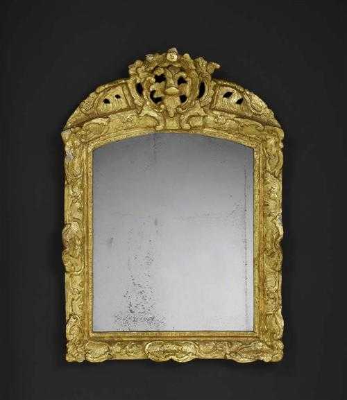 Appraisal: SMALL PIERCED AND CARVED GILTWOOD MIRROR R gence France th