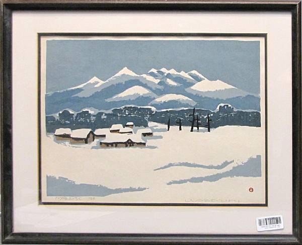 Appraisal: Umetaro Azechi - and Sasajima Kihei - Two woodblock prints