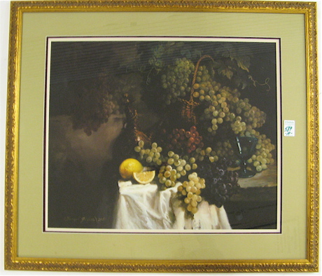 Appraisal: COLOR PRINT STILL LIFE WITH GRAPES and lemon in by