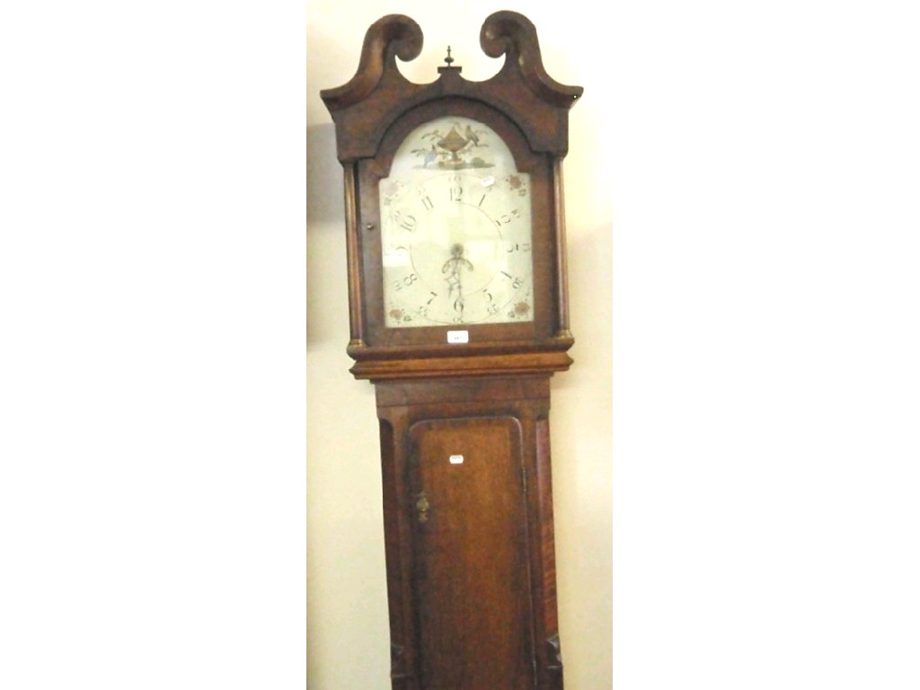 Appraisal: An early thC cross banded oak and mahogany longcase clock