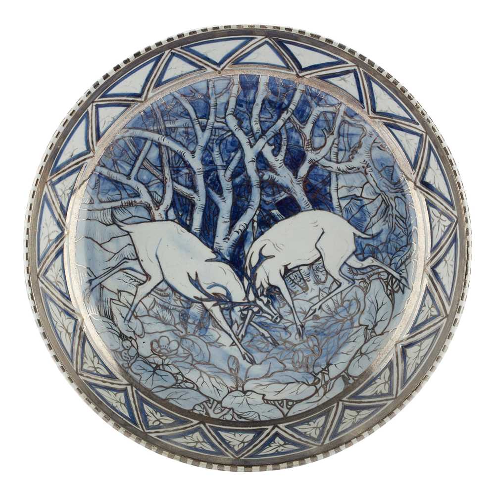 Appraisal: ALFRED POWELL - FOR WEDGWOOD SHALLOW BOWL CIRCA silver-lustre and