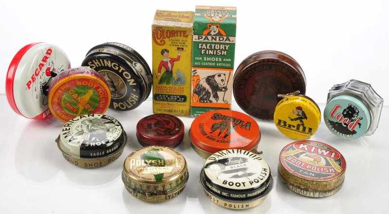 Appraisal: Lot of Assorted Shoe Polish Tins Boxes Description Beautiful assortment