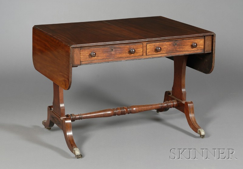 Appraisal: Regency Mahogany Sofa Table early th century of typical form