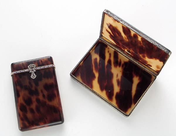 Appraisal: Two tortoise shell cigarette cases French and English the French