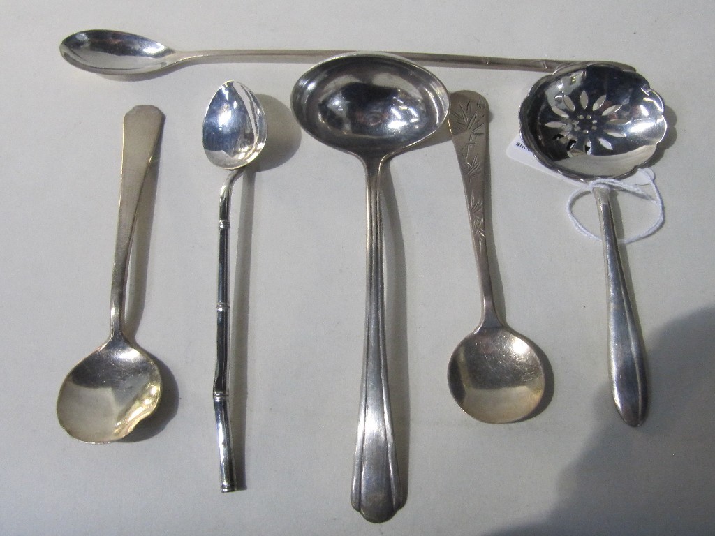 Appraisal: Lot comprising six sterling silver and oriental white metal serving