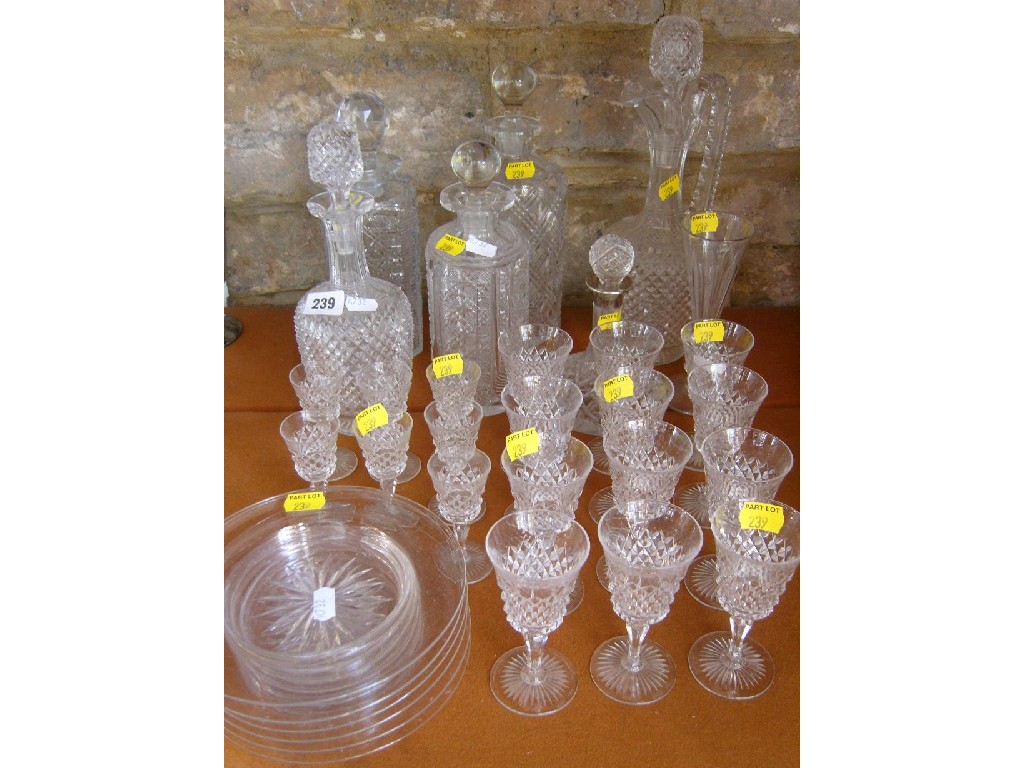 Appraisal: A collection of good quality cut glassware including four decanters