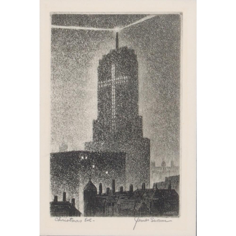 Appraisal: JAMES SWANN AMERICAN - CHRISTMAS EVE ETCHING WITH AQUATINT H