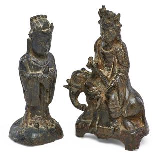 Appraisal: TWO MING One Guanyin riding an elephant the other standing