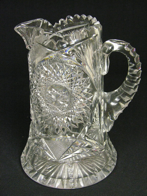 Appraisal: ABP CUT CRYSTAL JUG PITCHER Hobstar and other motifs Size