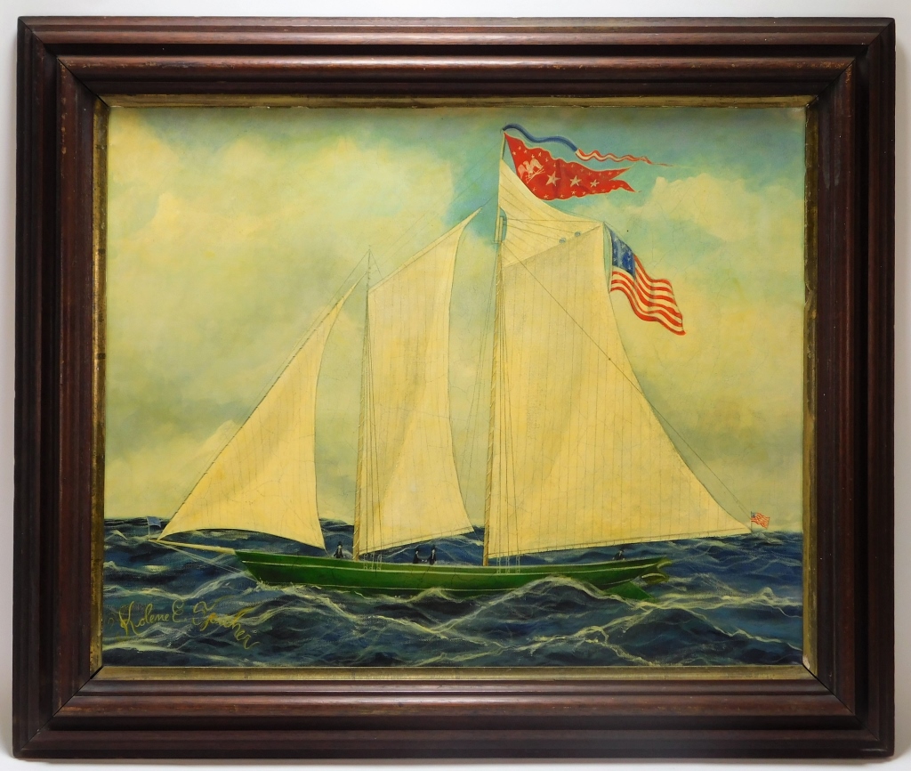 Appraisal: KOLENE E SPICHER MARITIME SHIP PAINTING United States th CenturyDepicts