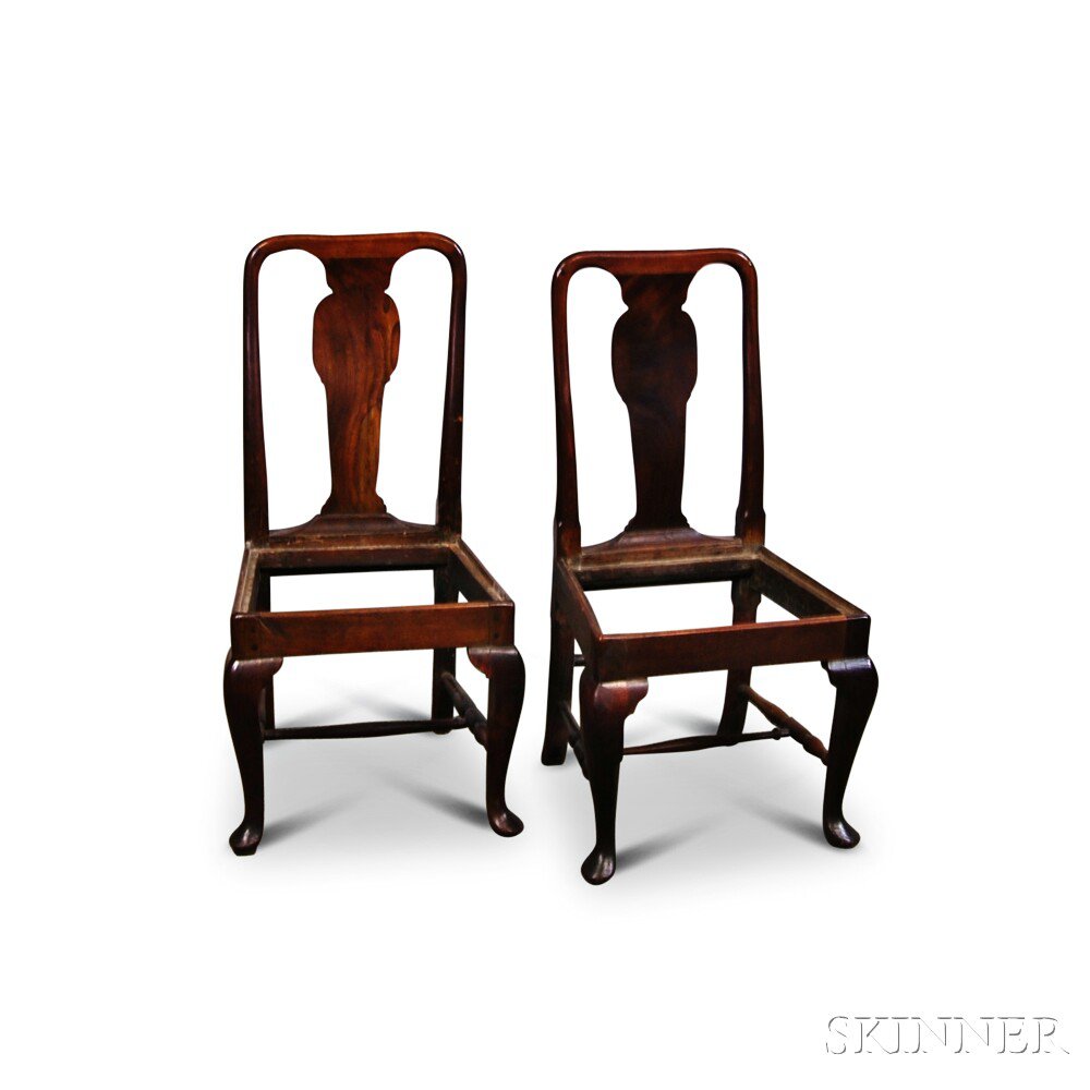 Appraisal: Pair of Queen Anne Oak Side Chairs England th century