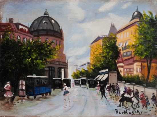 Appraisal: Antal Berkes Hungarian - Scene on the Boulevard oil on